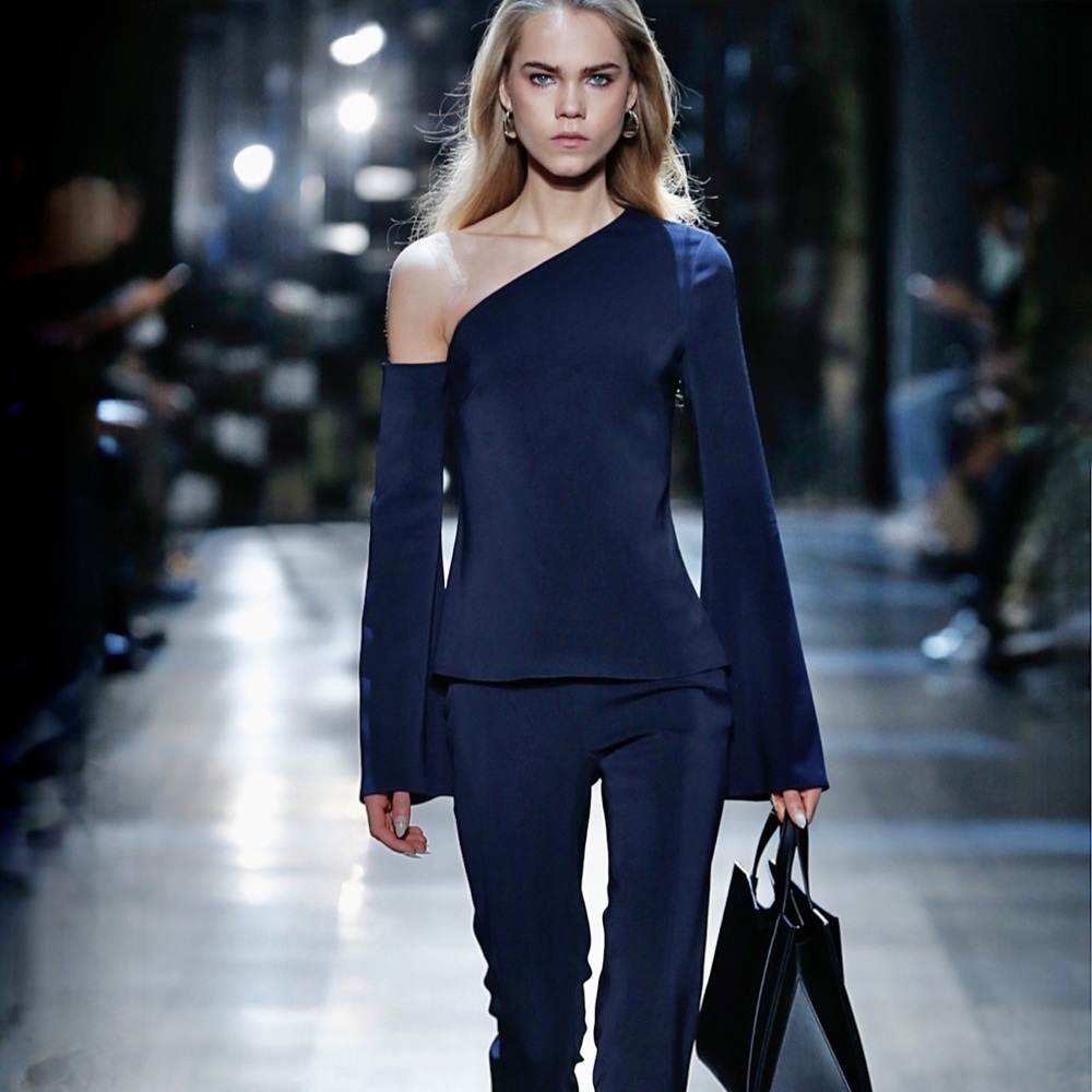 Cushnie  et Ochs Navy Colma One Shoulder Top